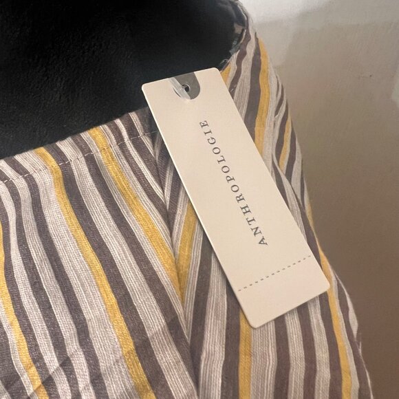 Anthropologie Floral  Short Sleeve Casual Lace  Blouse‎  Stripe Top Size 6 NWT - Picture 2 of 9